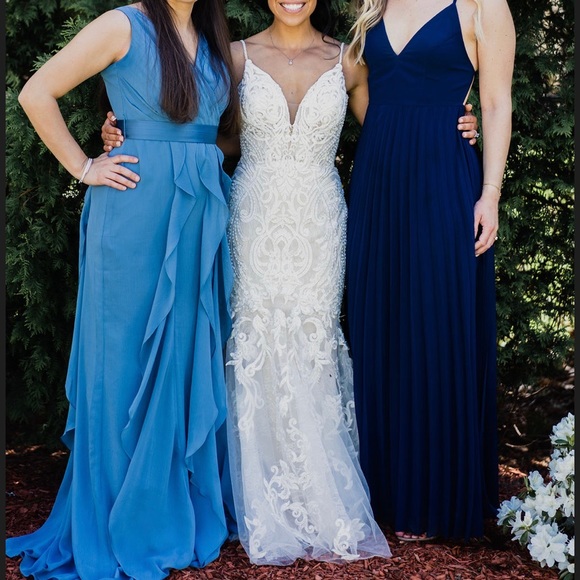 ASOS Navy pleated maxi dress with open back - Picture 4 of 6